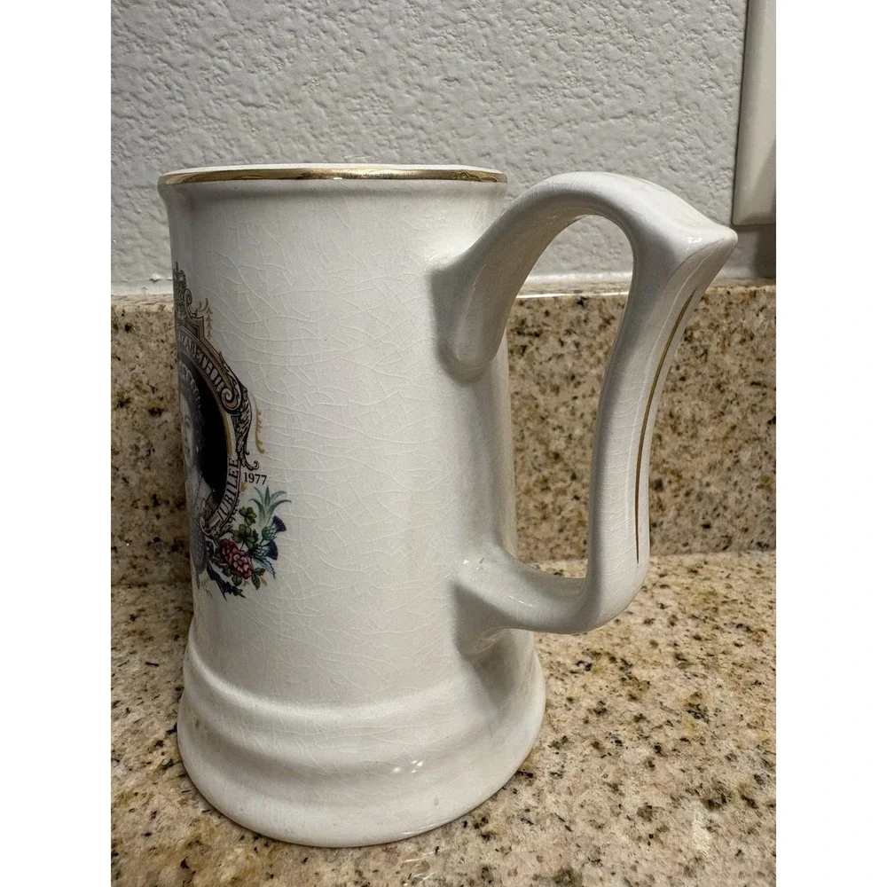 Weatherby Hanley Royal Falcon Ware Queen Elizabeth 1977 Jubilee Gold Rimmed